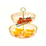 2‑Tier Ripple Dessert Stand With Gold Rim, 3 Colors Available